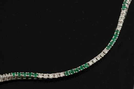 Appraisal: A emerald and diamond bracelet Comprising forty five round brilliant