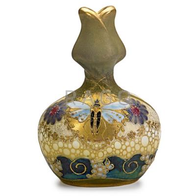 Appraisal: RIESSNER STELLMACHER KESSEL Small Amphora vase enamel-decorated with butterfly and