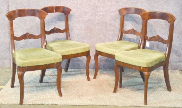 Appraisal: Set of Four Dining Side ChairsStained hardwood with carved back-splat