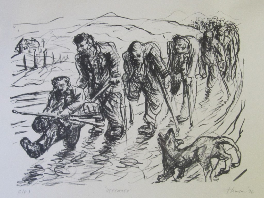 Appraisal: PETER HOWSON OBE b DEFEATED Artist's proof signed and dated