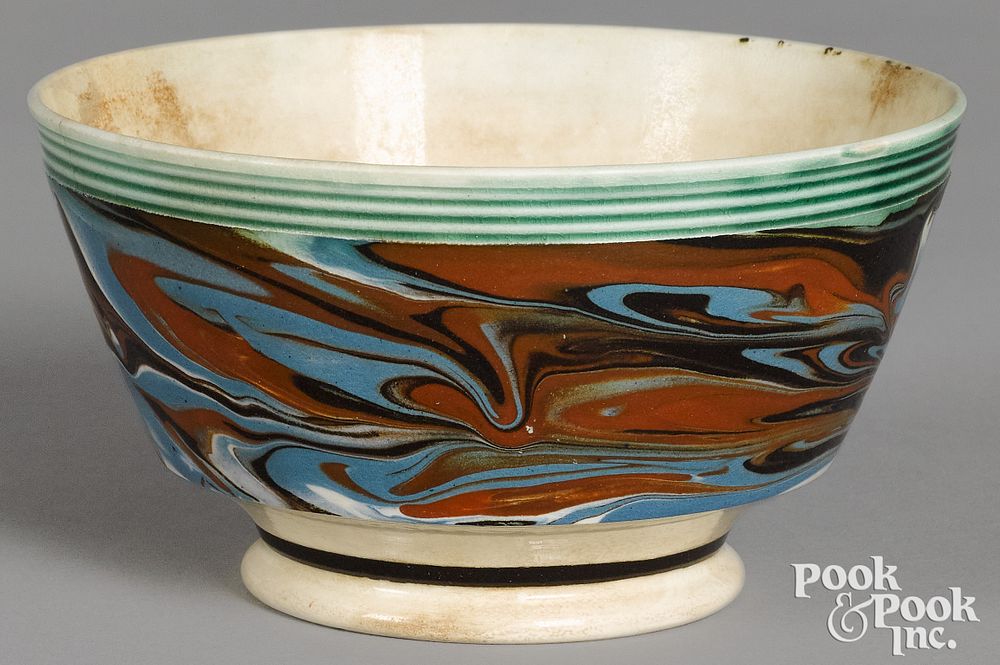 Appraisal: Mocha bowl with marbleized glaze Mocha bowl with marbleized glaze