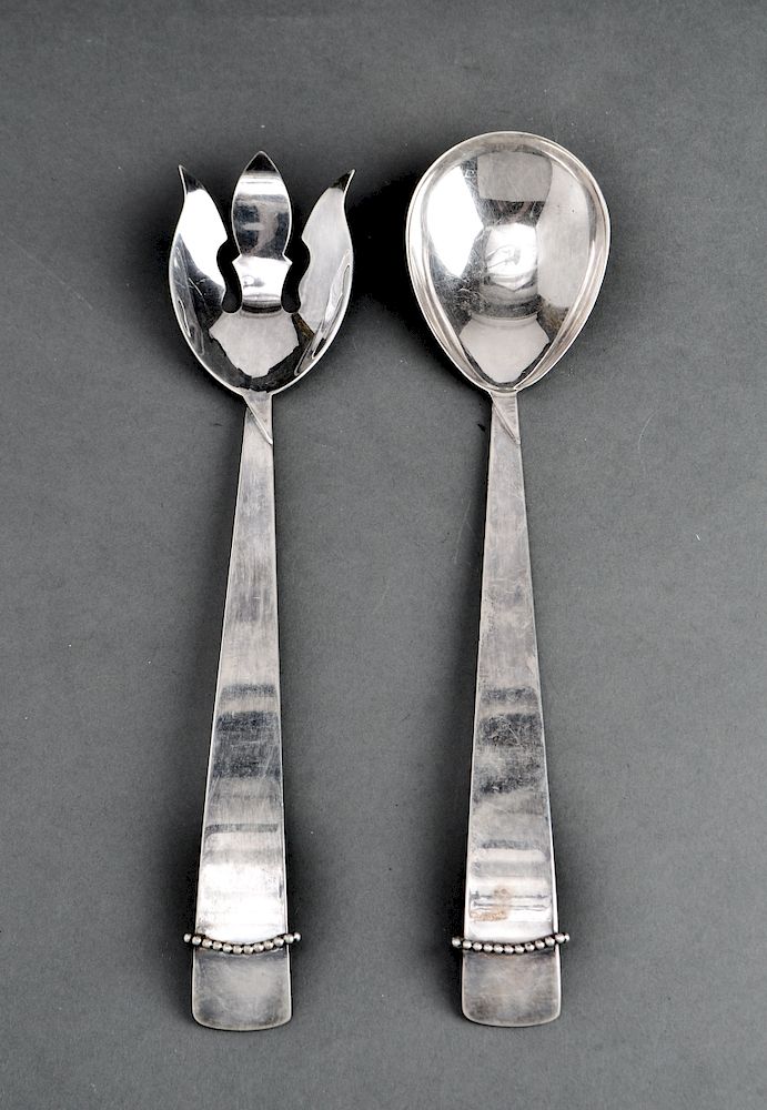 Appraisal: Modern Silver-Plate Royal Hickman Salad Servers Pr Modern silver-plate Royal