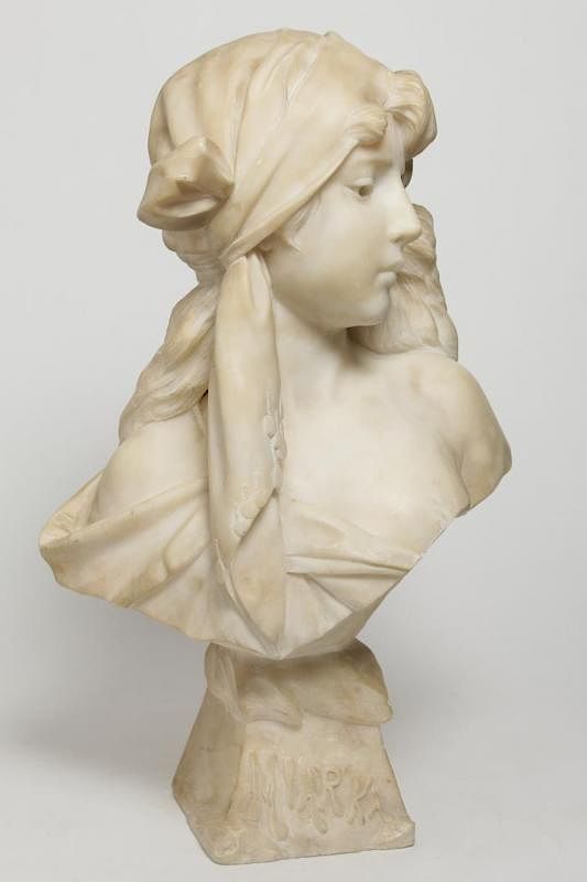 Appraisal: Emmanuel Villanis French - - Marble Bust Emmanuel Villanis Art