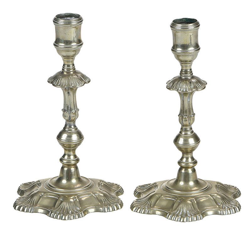 Appraisal: Pair of Georgian Paktong Candlesticks British mid to late th