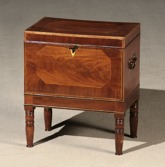 Appraisal: George III Style Satinwood Inlaid Mahogany Cellaret Second-Third Quarter th