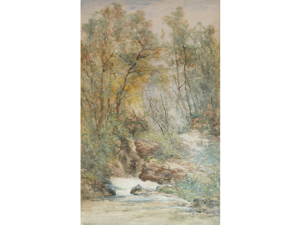 Appraisal: WILLIAM WIDGERY A waterfall in a wooded landscape signed watercolour