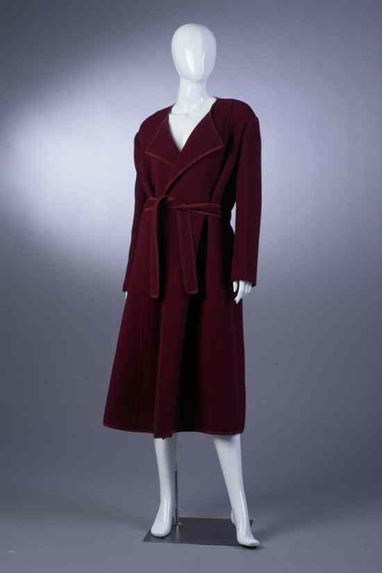 Appraisal: CHANEL BURGUNDY WOOL COAT late s retailed Garfinckel's Washington DC