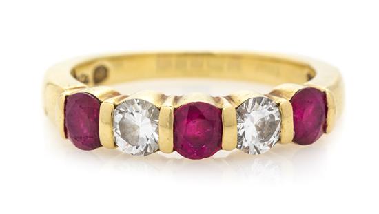 Appraisal: Sale Lot An Karat Yellow Gold Ruby and Diamond Band