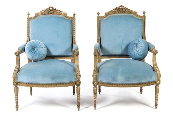 Appraisal: Sale Lot A Pair of Louis XVI Style Painted Fauteuils