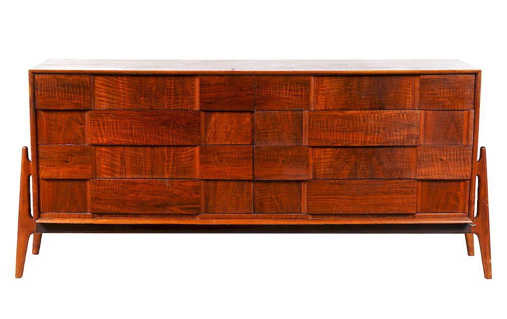 Appraisal: Attrb to Edmond Spence Mid Century Walnut Credenza Mid century