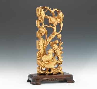 Appraisal: A Carved and Gilt Wood Figural Depicting a cat and