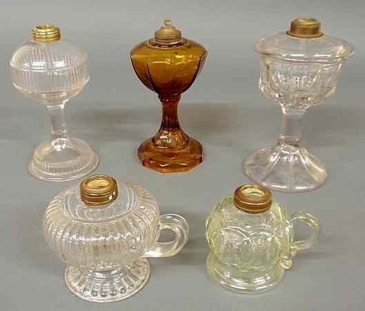 Appraisal: Group of five oil lamps tallest h