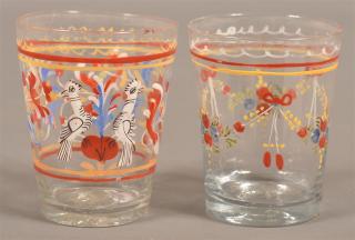 Appraisal: Steigel Type Enamel Dec Tumblers Two Steigel Type Polychrome Enamel