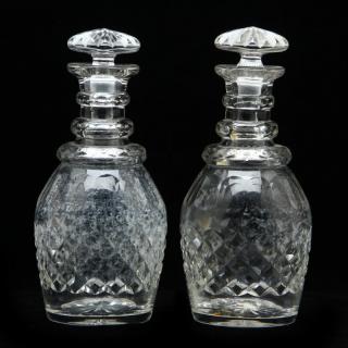 Appraisal: Pair of Antique Cut Glass Decanters th century thumb-print and