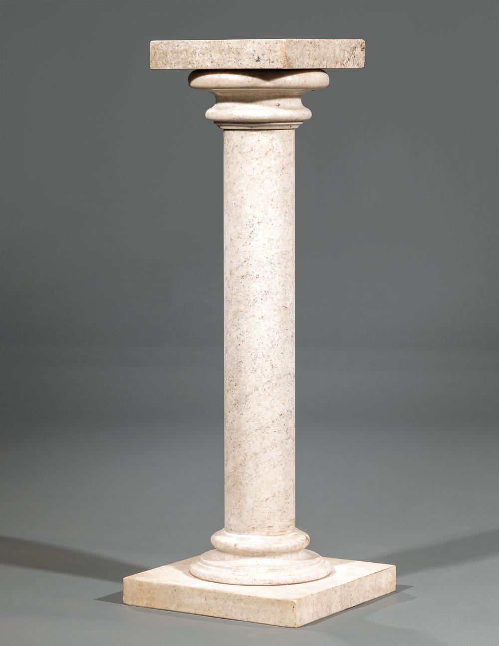 Appraisal: Continental Carved Marble Pedestal stepped plinth h in w in