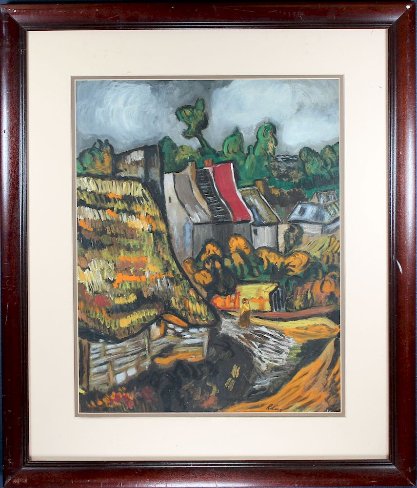 Appraisal: Signed th C Expressionist Village Scene Signed th C Expressionist