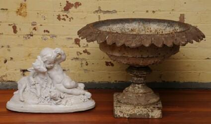 Appraisal: VICTORIAN PAINTED CAST-IRON FOUNTAIN Marked Bello Groppi Chicago with figures