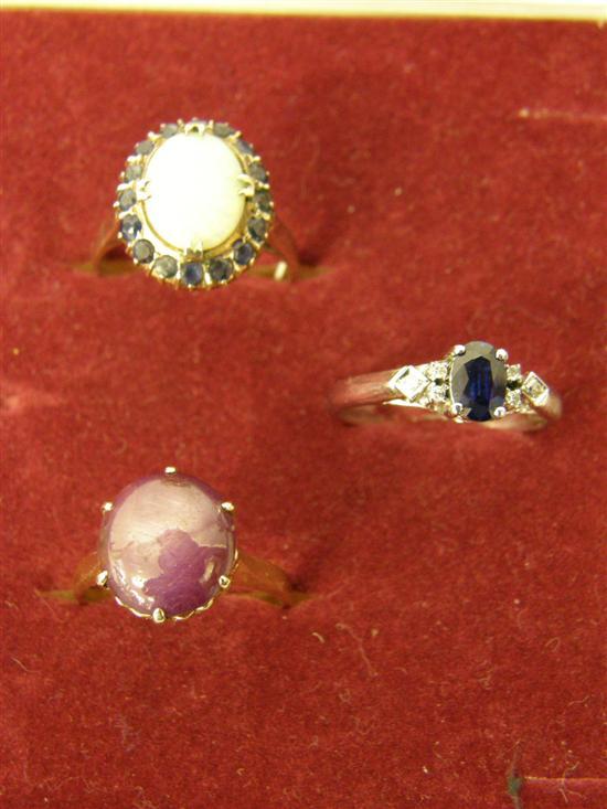 Appraisal: Three rings comprising an opal and sapphire ring a star