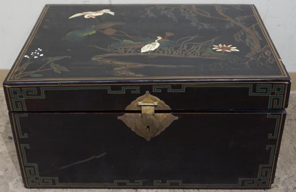 Appraisal: Maitland Smith Chinese Style Black Lacquered Hinged Top Blanket Chest