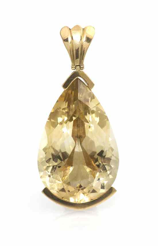 Appraisal: A Karat Yellow Gold and Citrine Pendant containing one pear