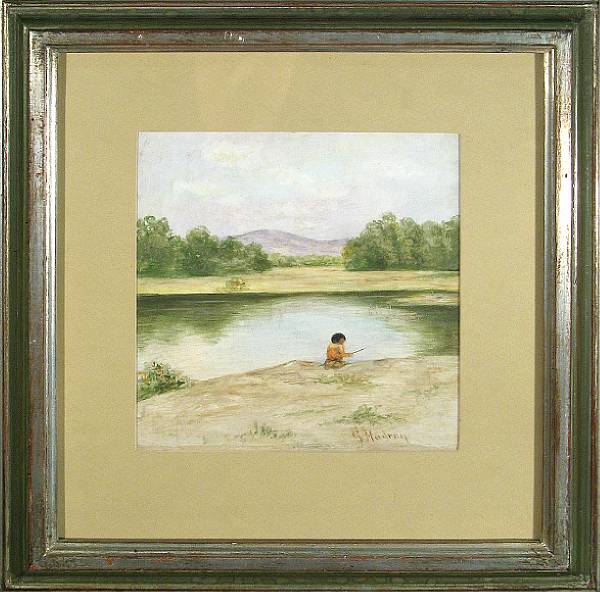 Appraisal: Grace Carpenter Hudson American - Child Fishing Along a River