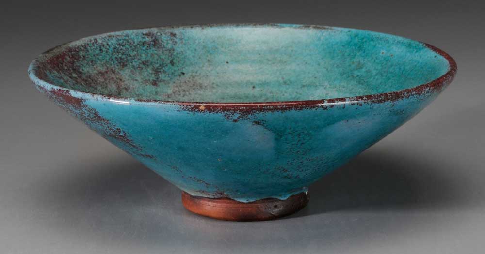 Appraisal: Jugtown Blue and Red Glaze Bowl North Carolina second quarter