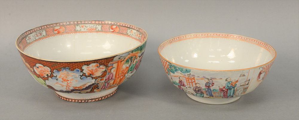 Appraisal: Two Chinese Export Footed Bowls each with side panels groups