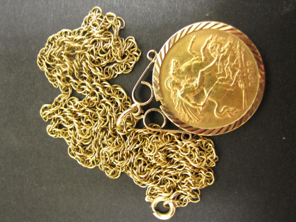 Appraisal: A George V Half Sovereign with mount and fine chain