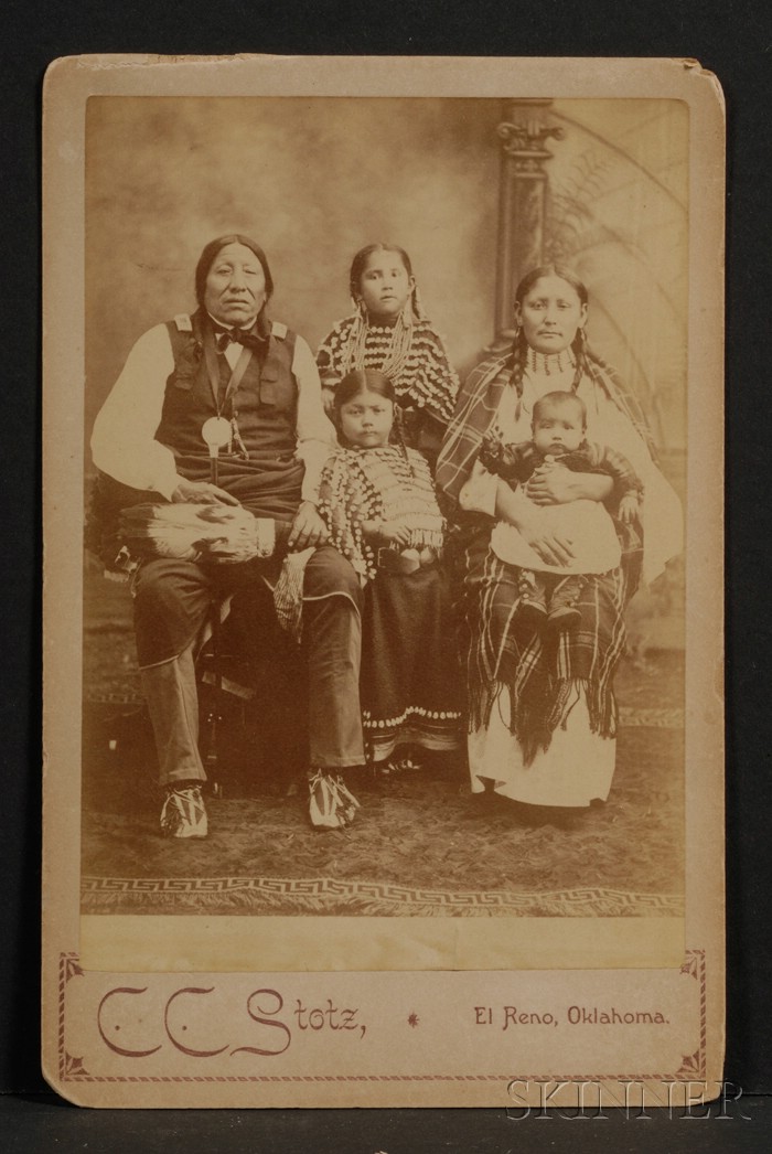 Appraisal: Cabinet Card of a Comanche Chief and Family c s