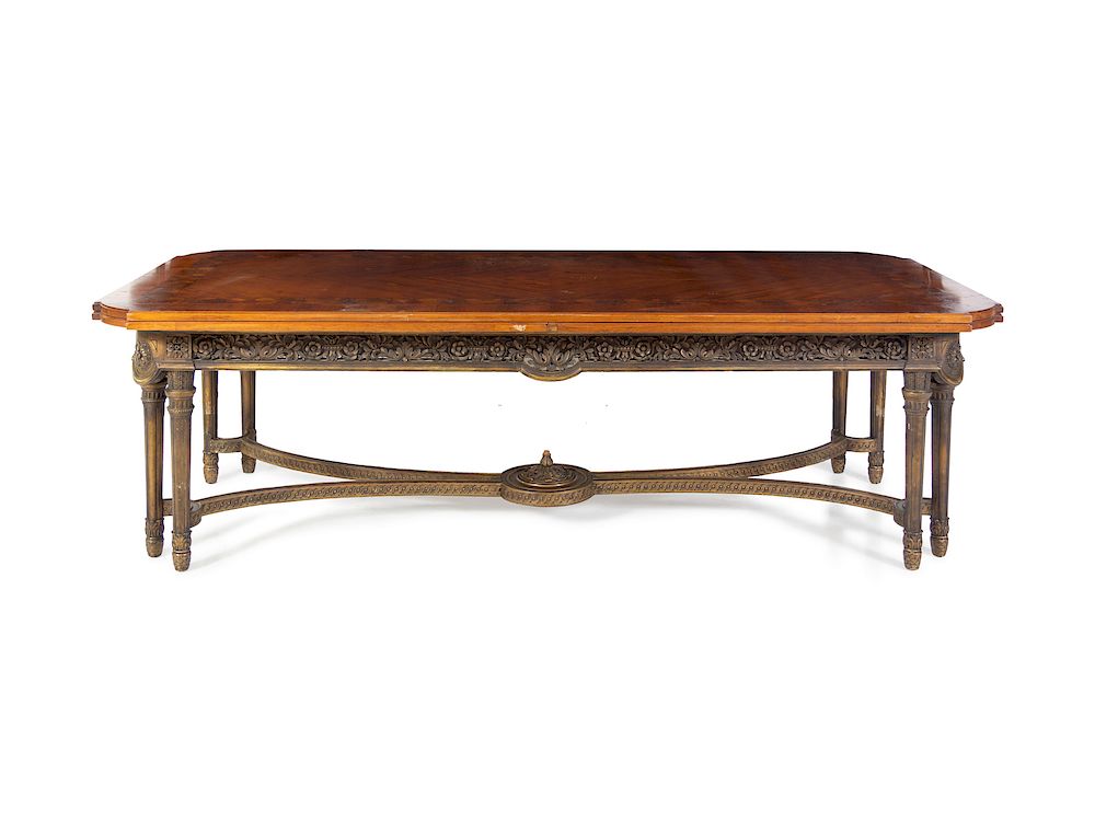 Appraisal: A Louis XVI Style Marquetry Dining Table A Louis XVI