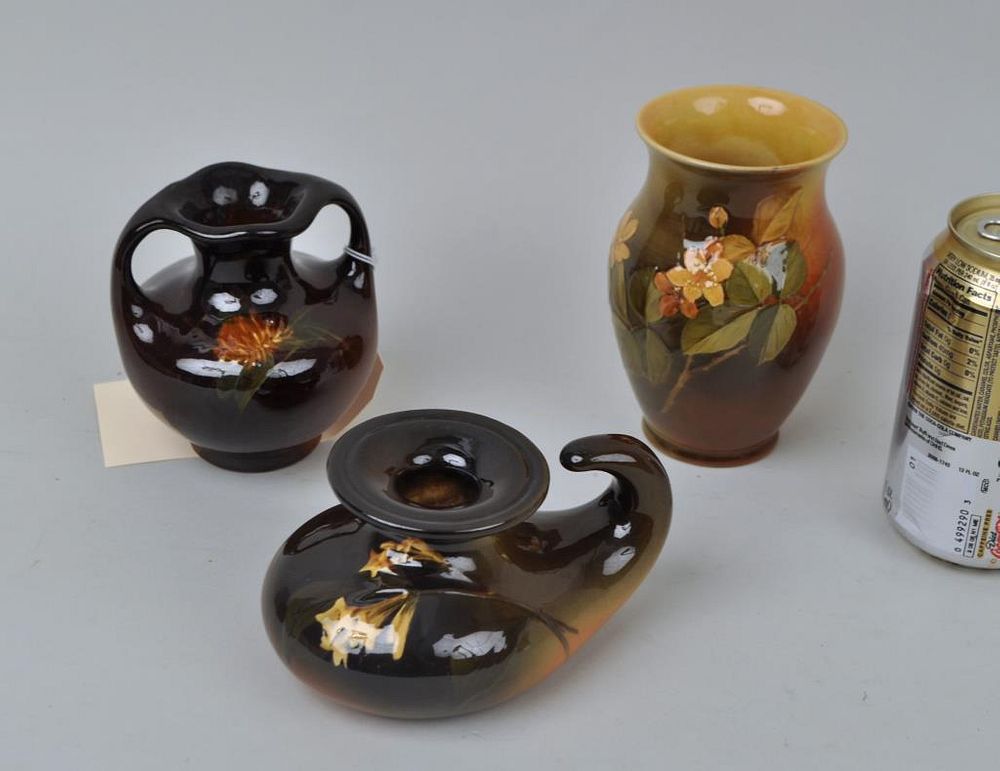 Appraisal: Group Three Art Pottery Vases comprising two Rookwood and one