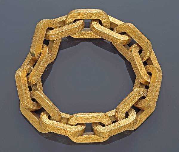 Appraisal: An eighteen karat gold textured link bracelet Shreve and Co