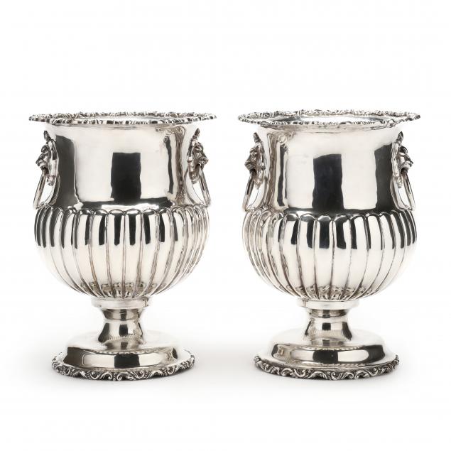 Appraisal: PAIR OF STERLING SILVER CHAMPAGNE BUCKETS th century made in