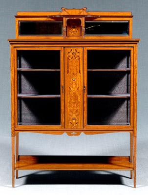 Appraisal: Fine Edwardian satinwood vitrine highly figured satinwood veneers with inset