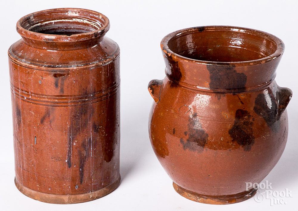 Appraisal: Two redware crocks th c Two redware crocks th c