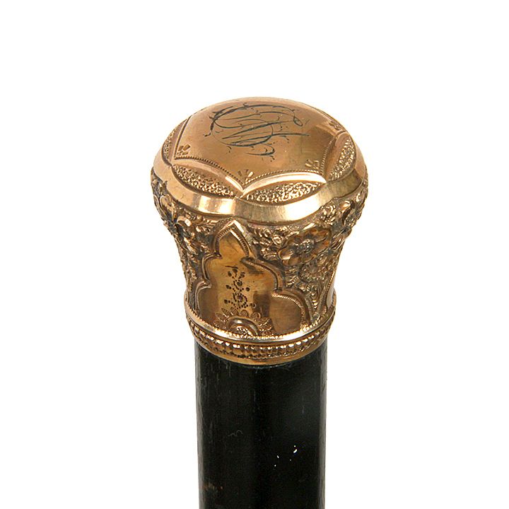 Appraisal: Gold Presentation Cane Ca - A gold-filled handle with monogrammed