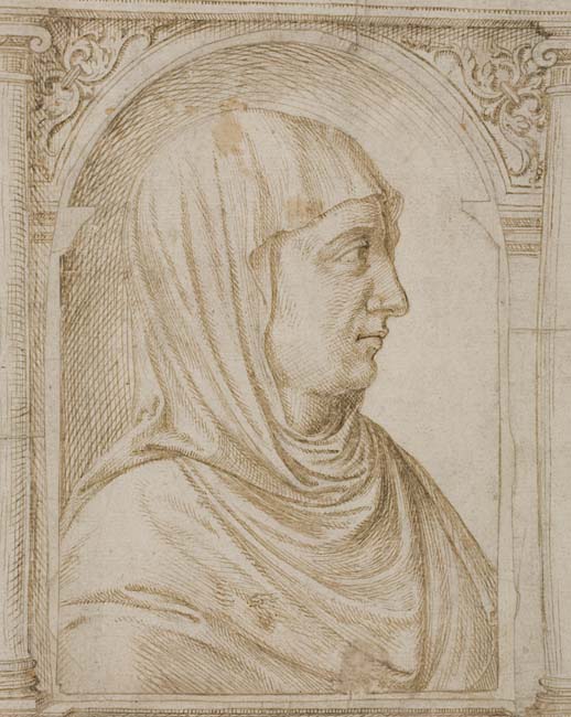 Appraisal: ITALIAN SCHOOL TH-CENTURY Profile Portrait of a Woman Pen and