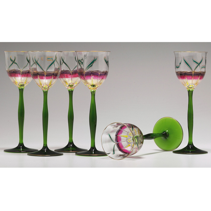 Appraisal: Lobmeyer glasses Austrian set of six tall-stemmed form in clear