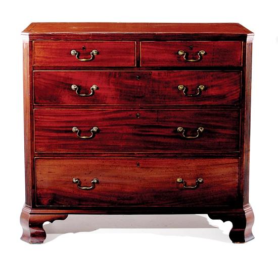 Appraisal: English inlaid mahogany chest of drawers early th century rectangular