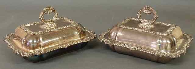 Appraisal: Pair of Sheffield covered vegetable dishes with gadroon and shell