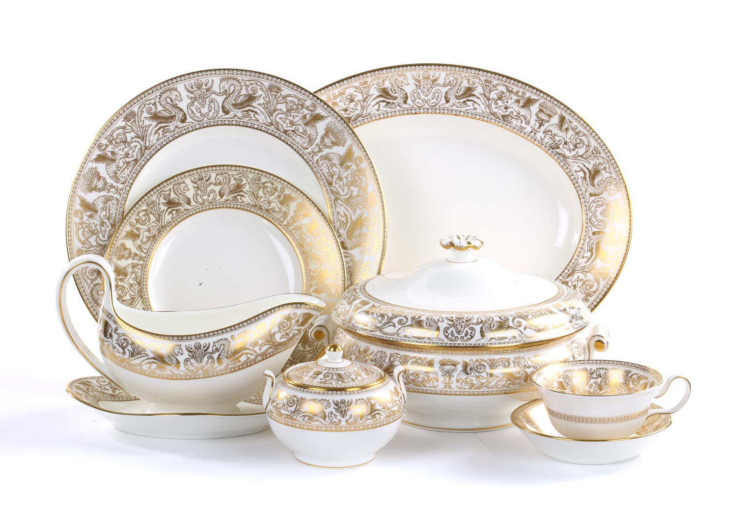 Appraisal: Wedgwood china Gold Florentine dinner service pieces comprising dinner plates