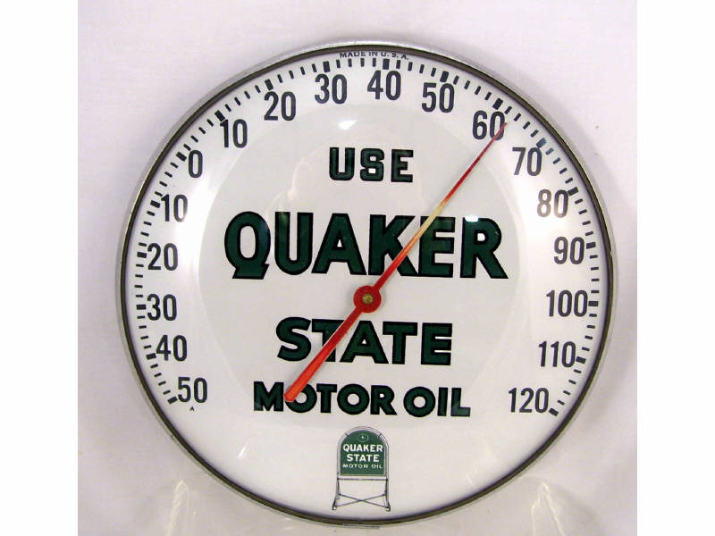 Appraisal: Quaker State Motor Oil Advertising Thermometer White green and black