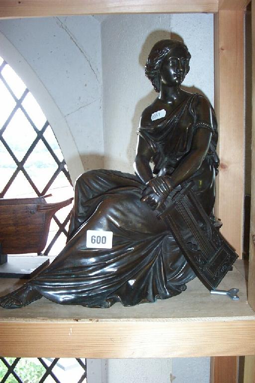 Appraisal: A heavy cast bronze figure of a seated classical female