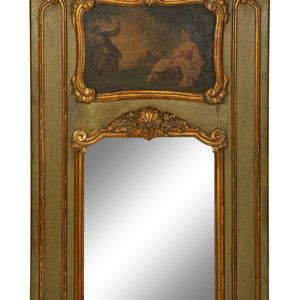 Appraisal: A Louis XVI Style Painted and Parcel Gilt Trumeau Mirror