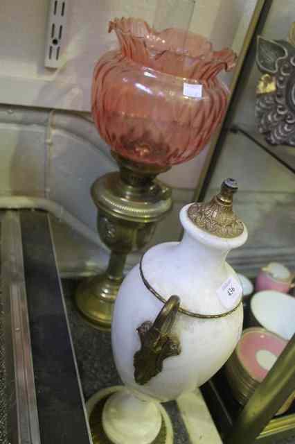 Appraisal: AN ALABASTER AND GILT METAL TABLE LAMP of classical form