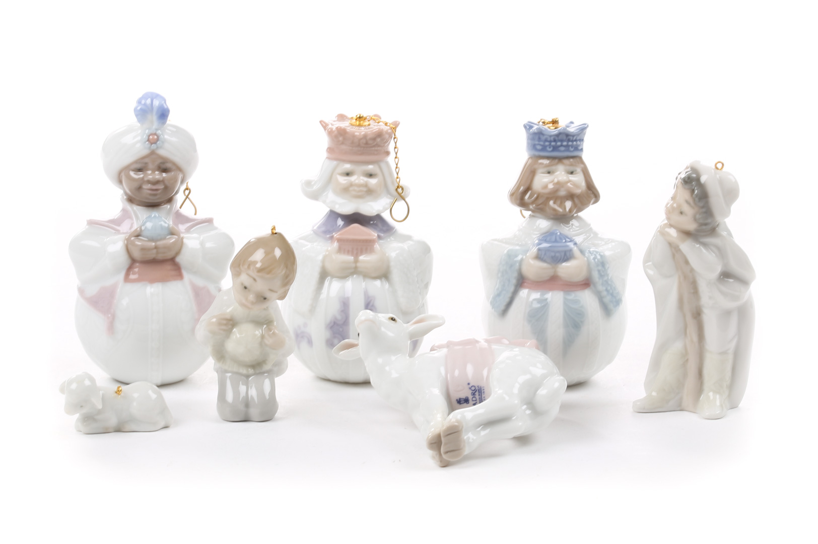 Appraisal: Lladro porcelain Christmas ornaments including Holy Shepherds King Balthasar King