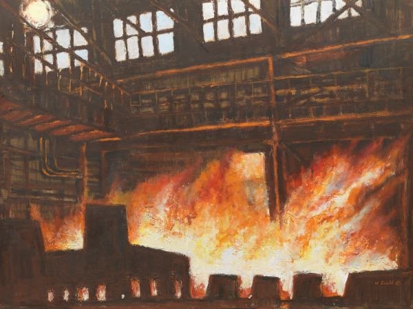 Appraisal: WILLIAM GOULD AMERICAN - x Warren OH Steel Mill Acrylic