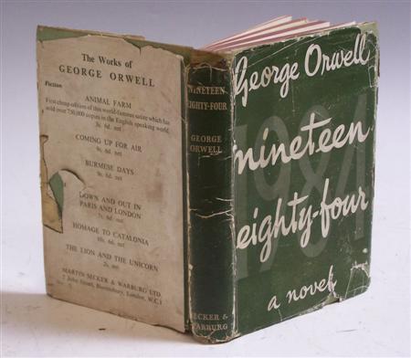 Appraisal: Orwell George Nineteen eighty-four a novel London Secker Warburg First