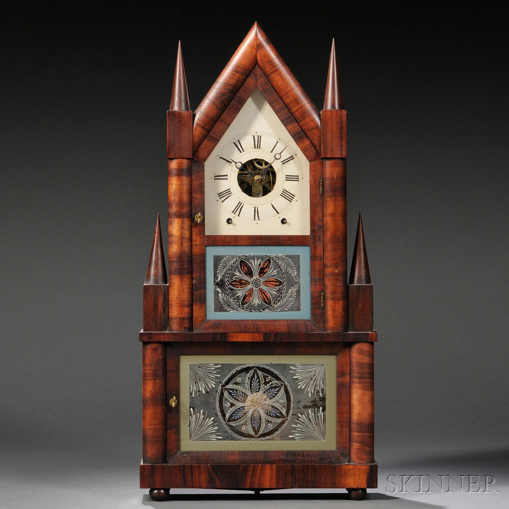 Appraisal: Birge Fuller Mahogany Double Steeple Wagon Spring Clock Bristol Connecticut