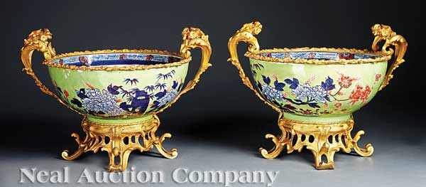 Appraisal: A Pair of Louis XV-Style Gilt Bronze-Mounted Asian Porcelain Bowls